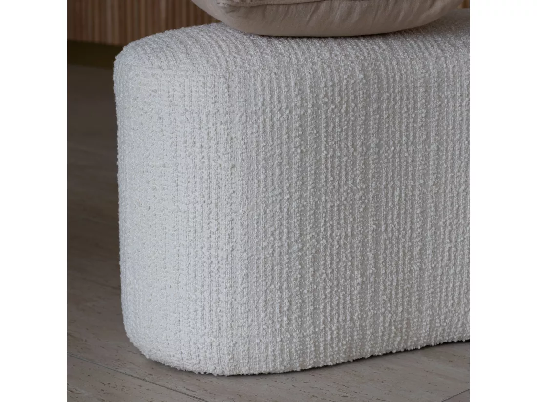 Now's Home - Banc Incurve Bouclette Ecru Sturcture Bois 101x56x47cm Malo