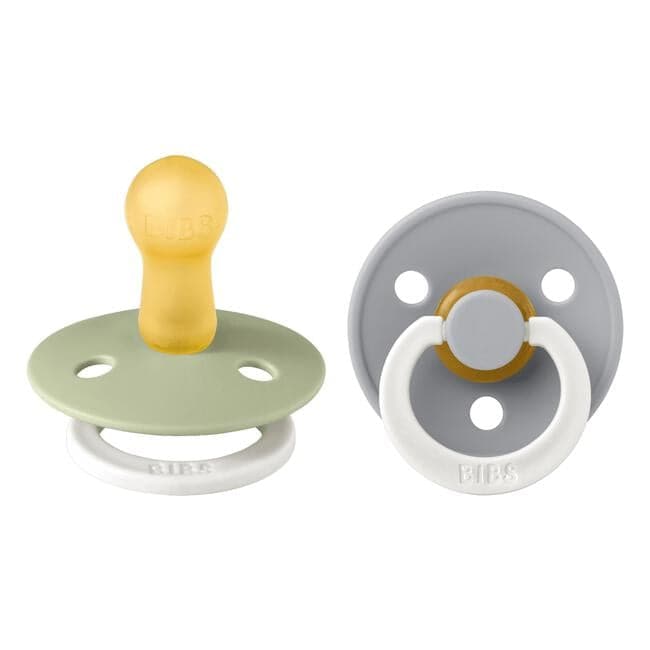 BIBS Glow in the dark Fopspeen Two Pack Natuurlijk Rubber Sage/Cloud Maat 2