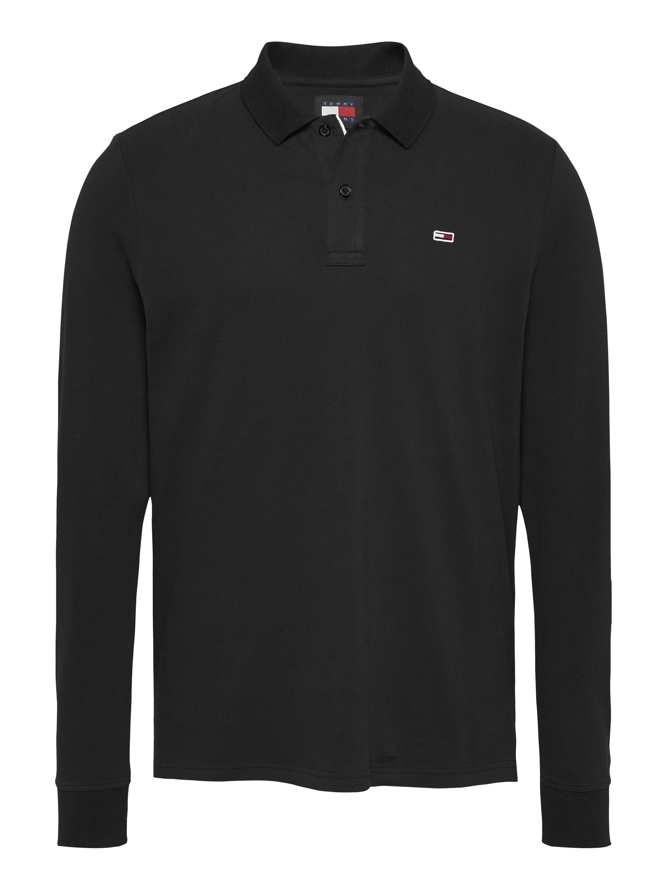 Tommy Jeans Plus Langarm-Poloshirt »TJM SLIM PLACKET POLO LS EXT«, in Grossen Grössen, Logostickerei