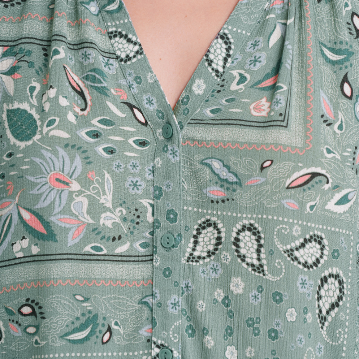 Gina Damen Bluse aus Viskose oliv / bunt