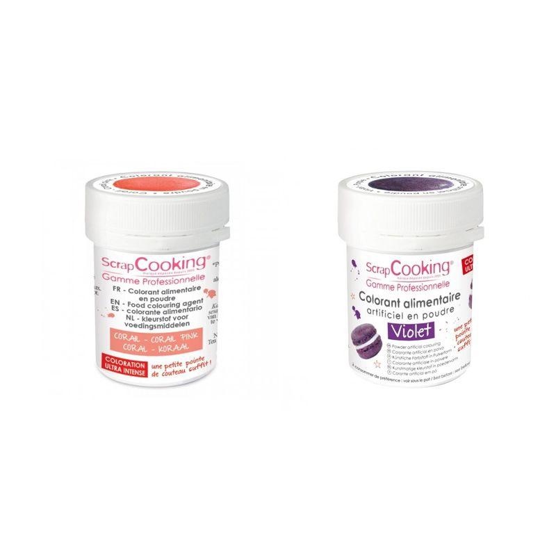 2 colorants alimentaires en poudre - corail-violet Scrapcooking