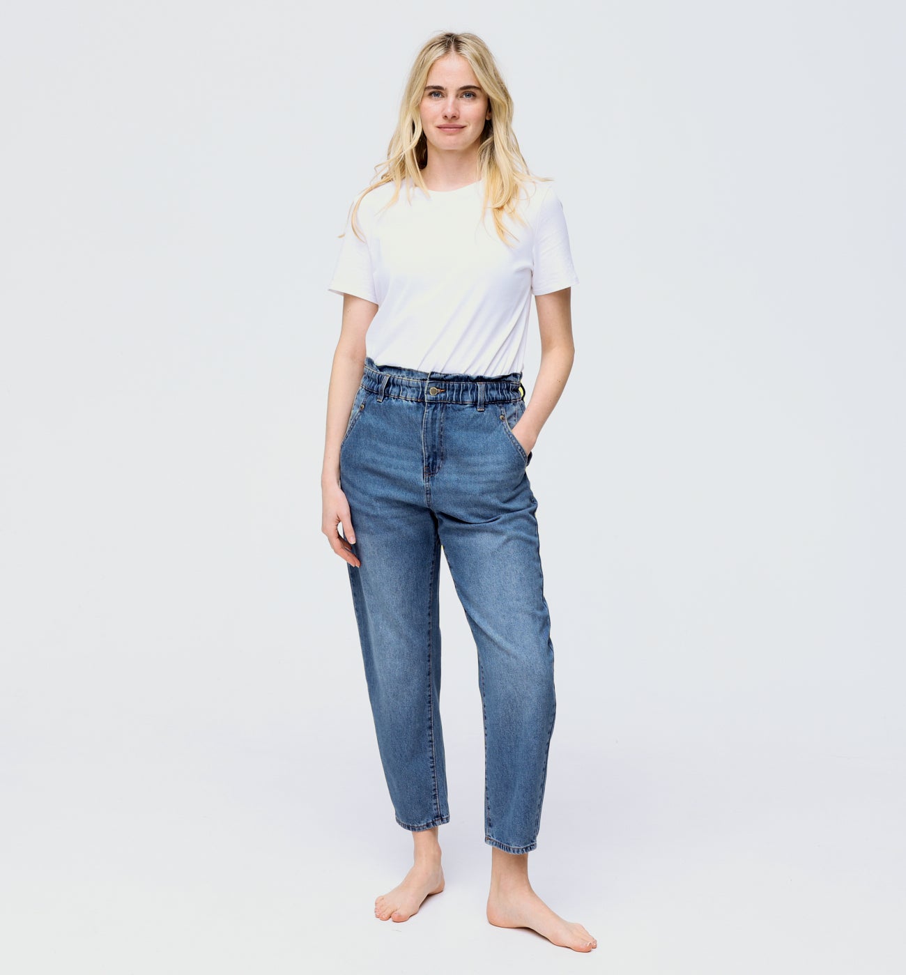 Jean balloon taille haute - Jean rinse
