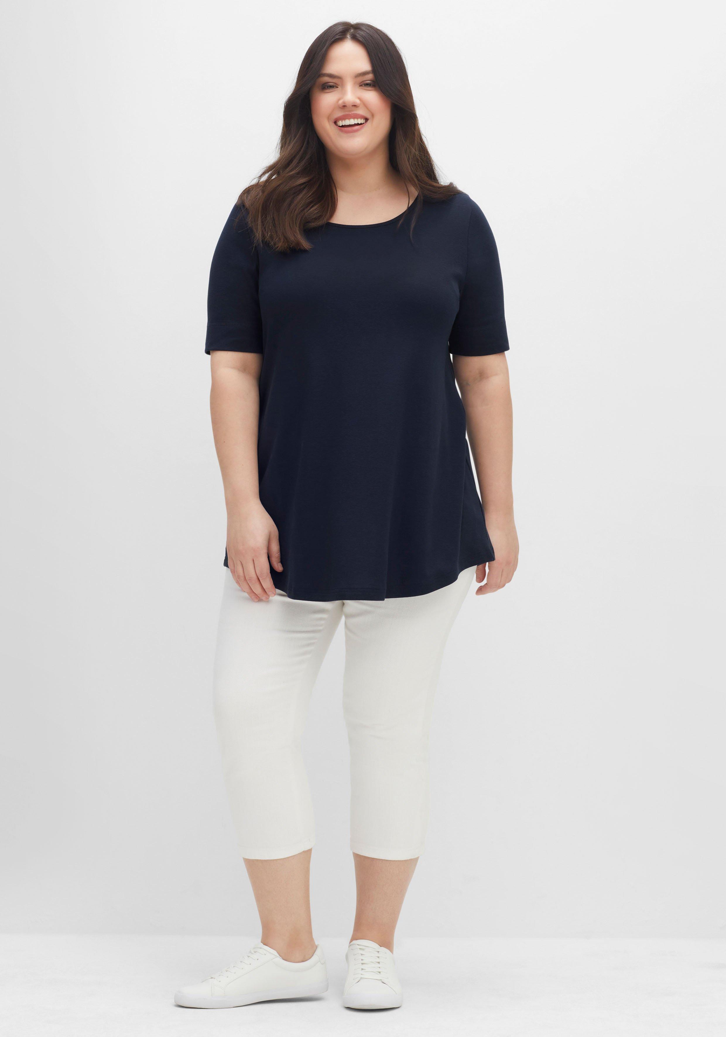 Longshirt mit abgerundetem Saum