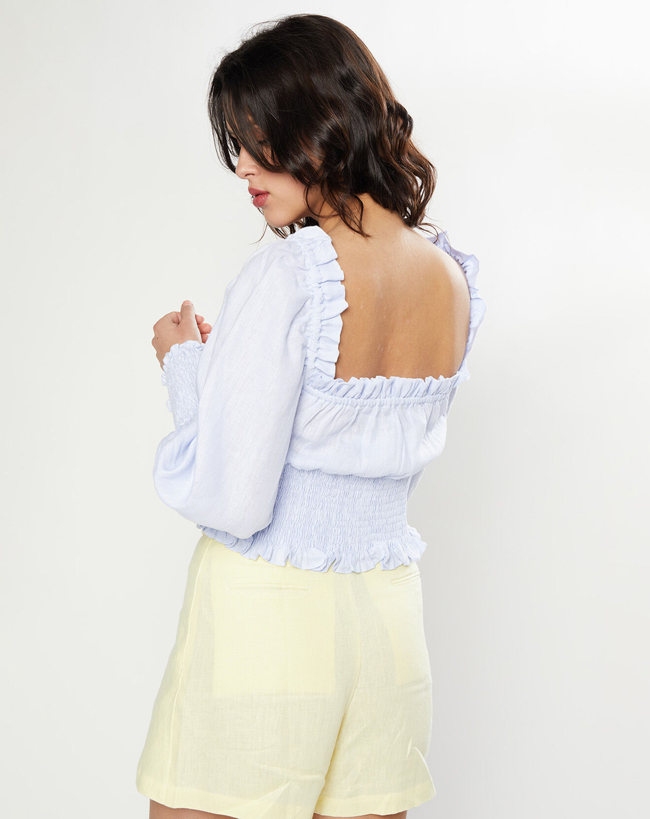 Faithfull the Brand Top 100% Lin Bel Rose bleu clair