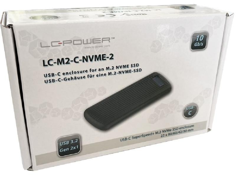LC-Power Externes Gehäuse LC-M2-C-NVME-2 M.2 Externes Typ C-Gehäuse für M.2-SSDs