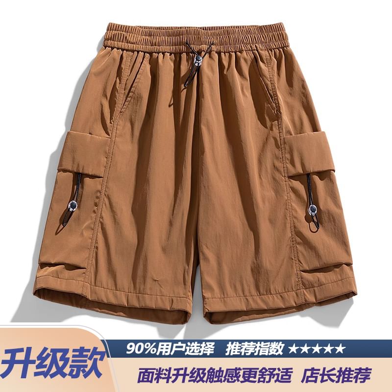 Derbundy - Mid Rise Plain Cargo Shorts