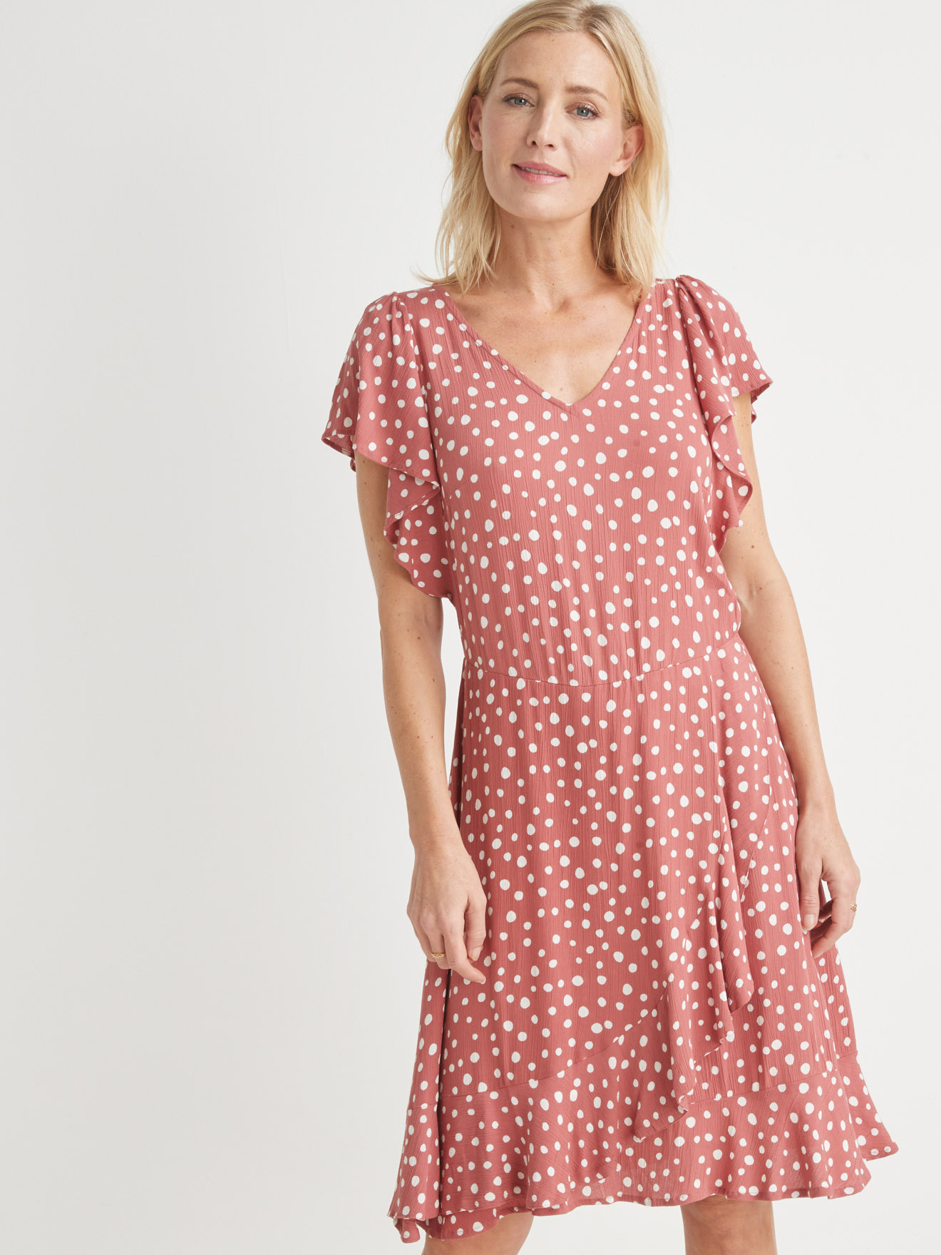 Robe volantée en crêpe fluide
