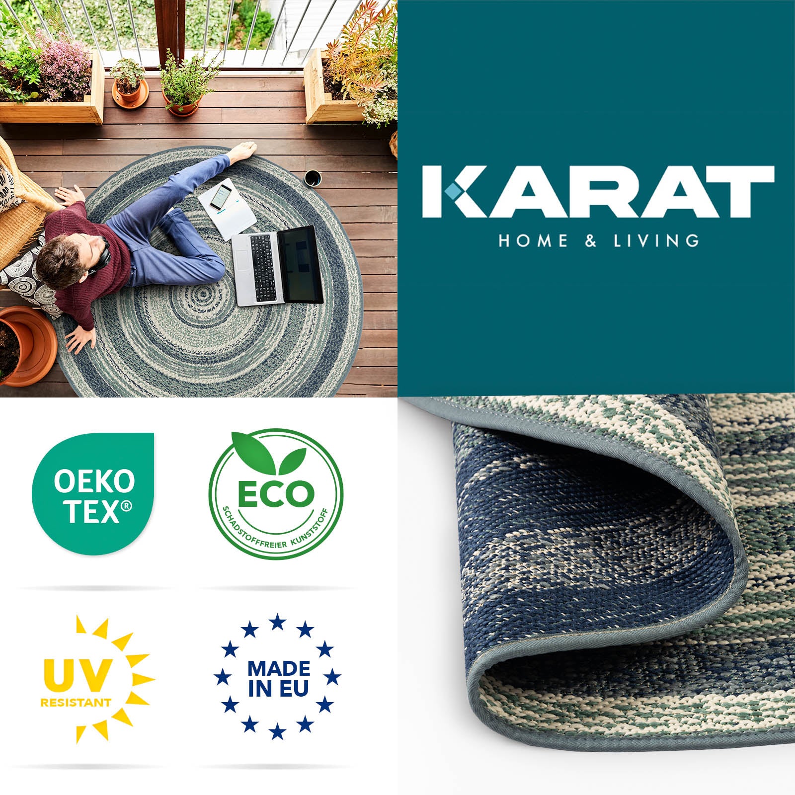 Karat Outdoorteppich | Zoe | Blau