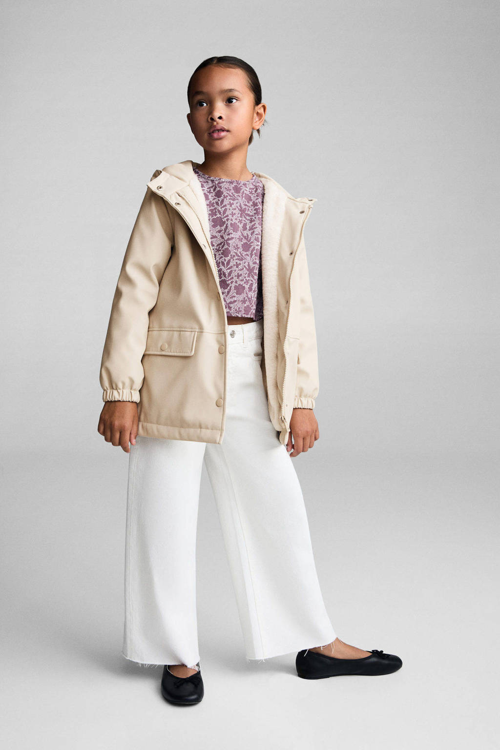 Mango Kids regenjas lichtbeige