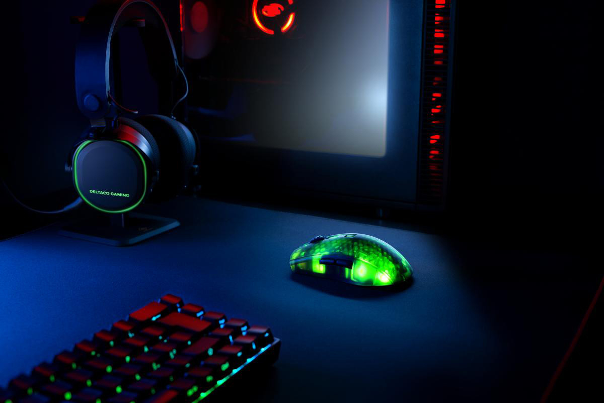 DM320 Optische Transparente Wireless Gaming Maus 10000 DPI   RGB Beleuchtung (Windows) (GAM-145) - Schwarz