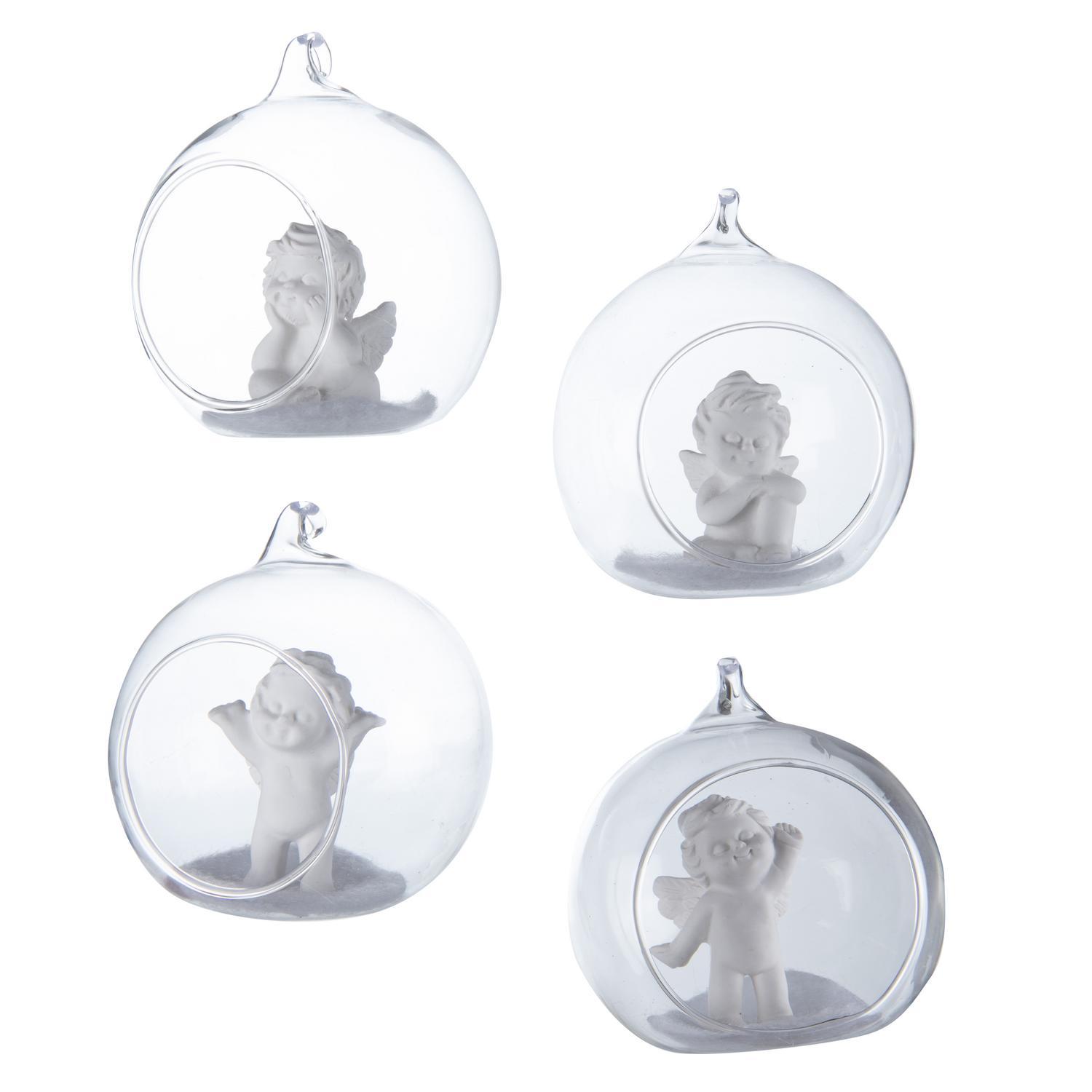BOULE VERRE ANGE BLANC D.8CM