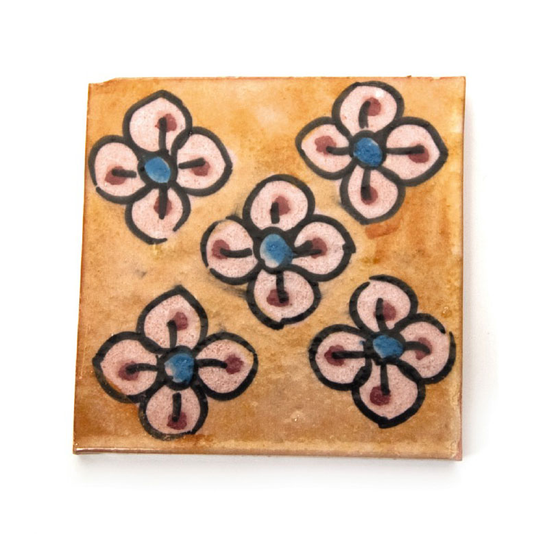 Fliese '5 fleurs', orange, gelb, L 10 cm, B 10 cm, H 1 cm von fischer's lagerhaus