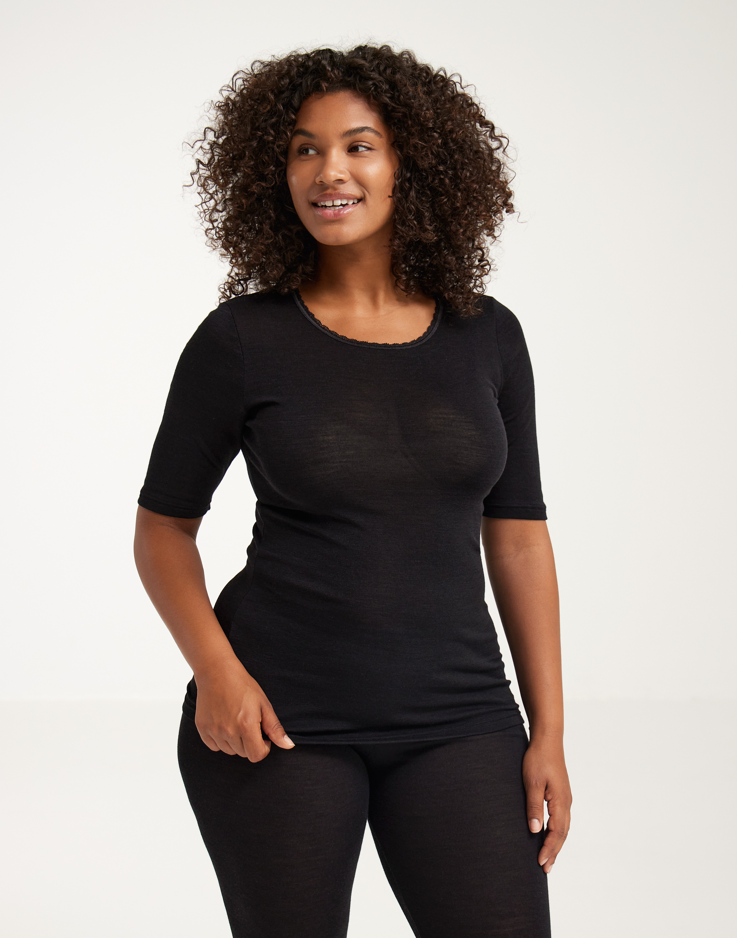 T-shirt van merinowol/zijde voor dames