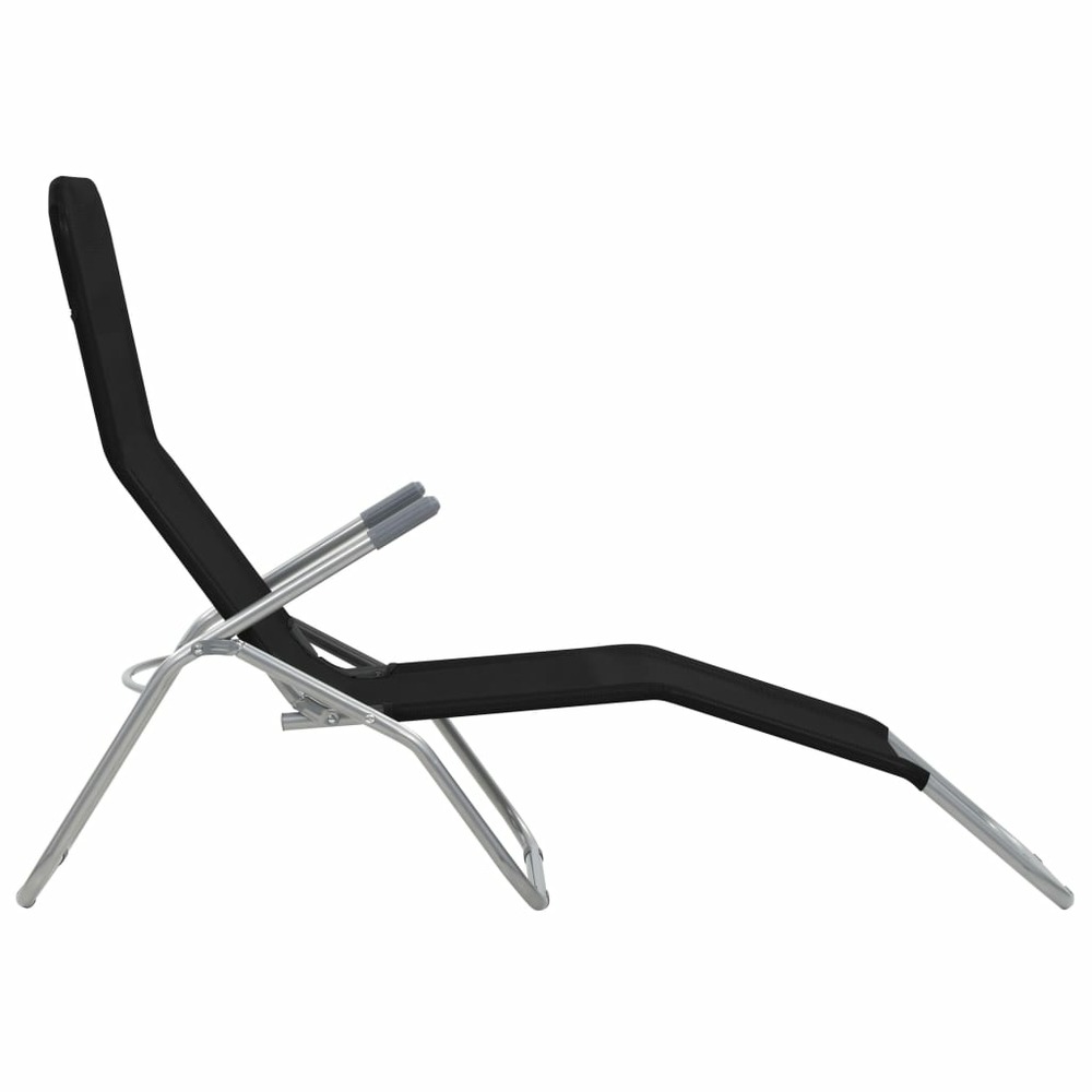 Chaises longues transat pliables 2 pices textilène noir