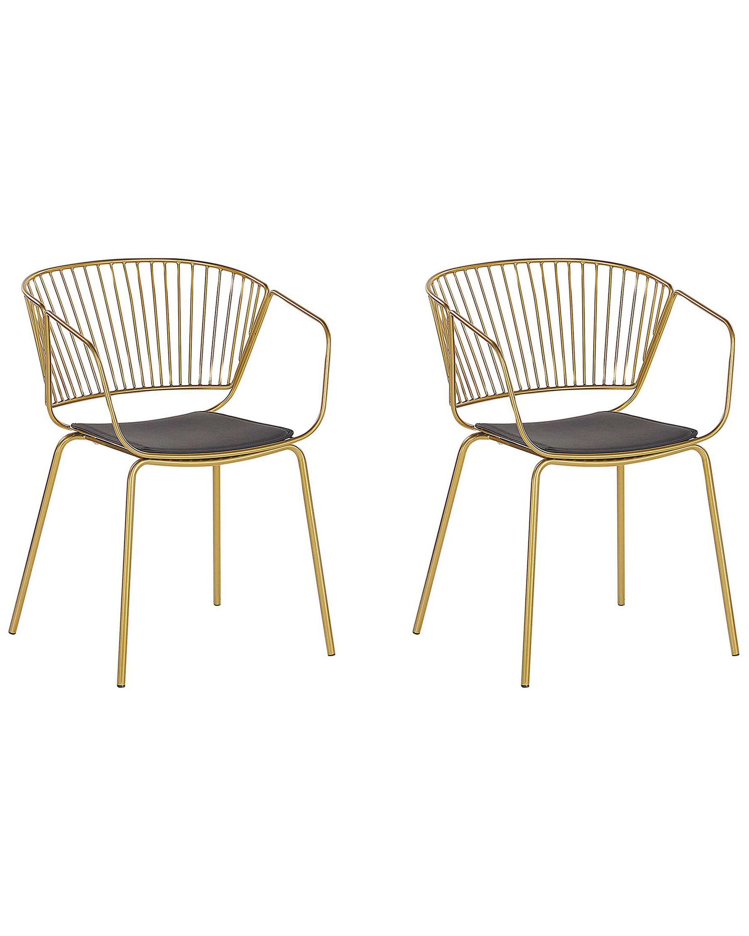 Set van 2 eetkamerstoelen RIGBY Metaal Goud