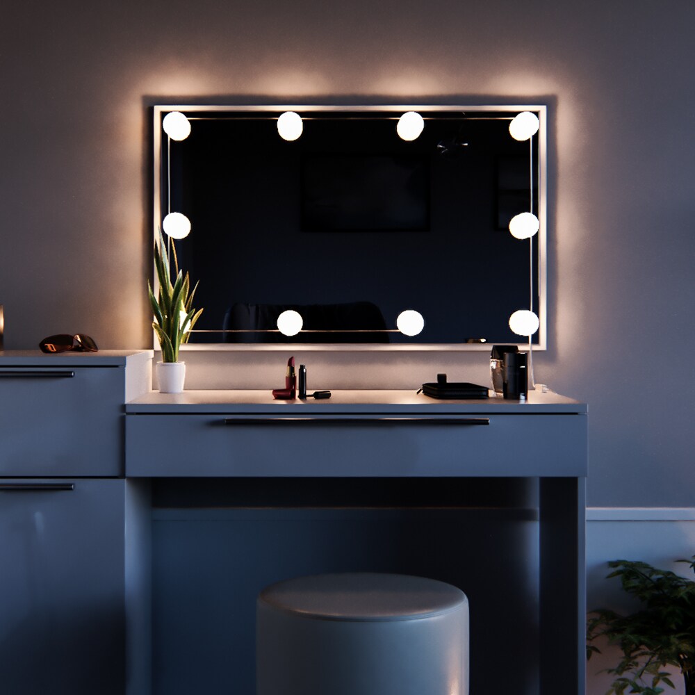 Vicco Schminktisch Little Lilli Frisiertisch Kommode Frisierkommode Spiegel Weiß inklusive Hocker und LED-Lichterkette