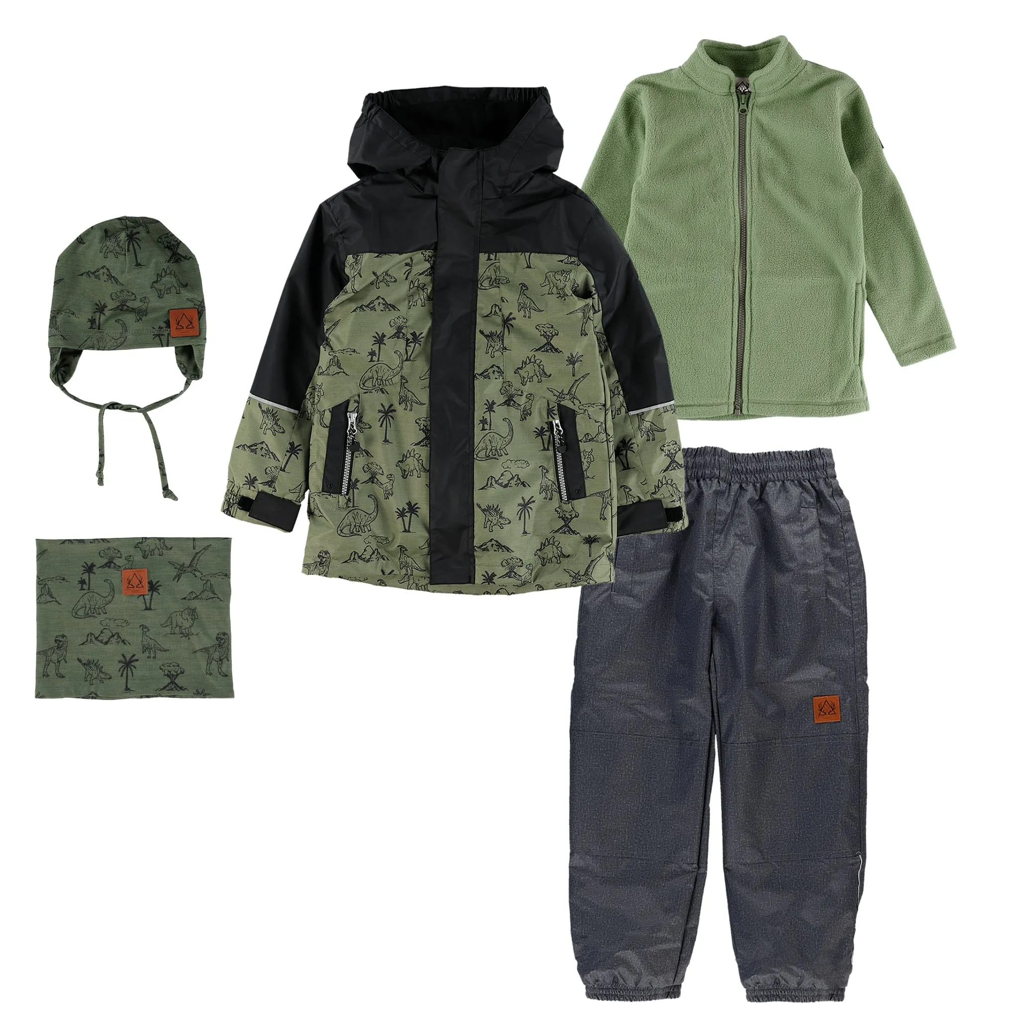 Deer Mountain Ensemble Extérieur 3-en-1 Dinos 2-6ans + Tuque + cache-cou