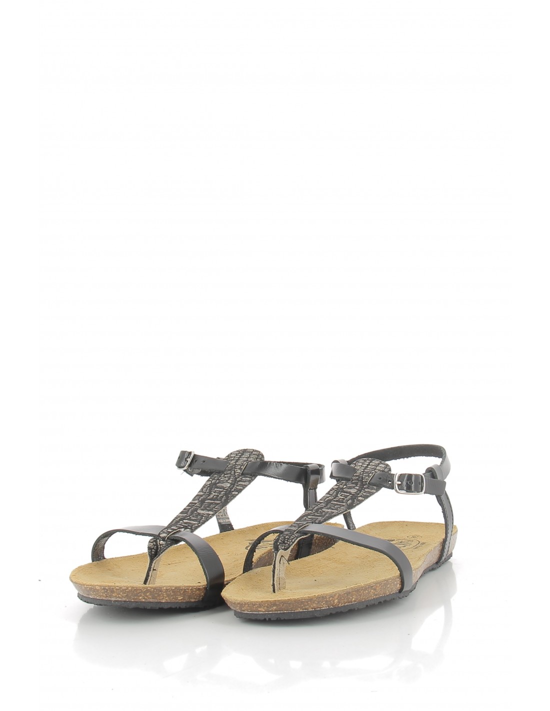 plakton Sandales femme mam zouk cuir noir