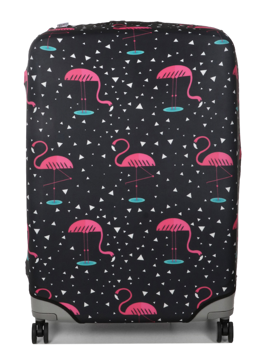 Housse de valise Periea Black with Pink Flamingos XL