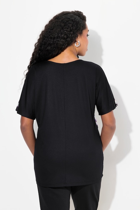 Blusenshirt, Batikmuster, Tunika-Ausschnitt, Halbarm