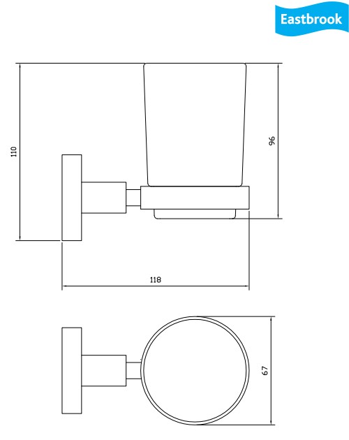 Eastbrook Rimini messing bekerhouder chroom