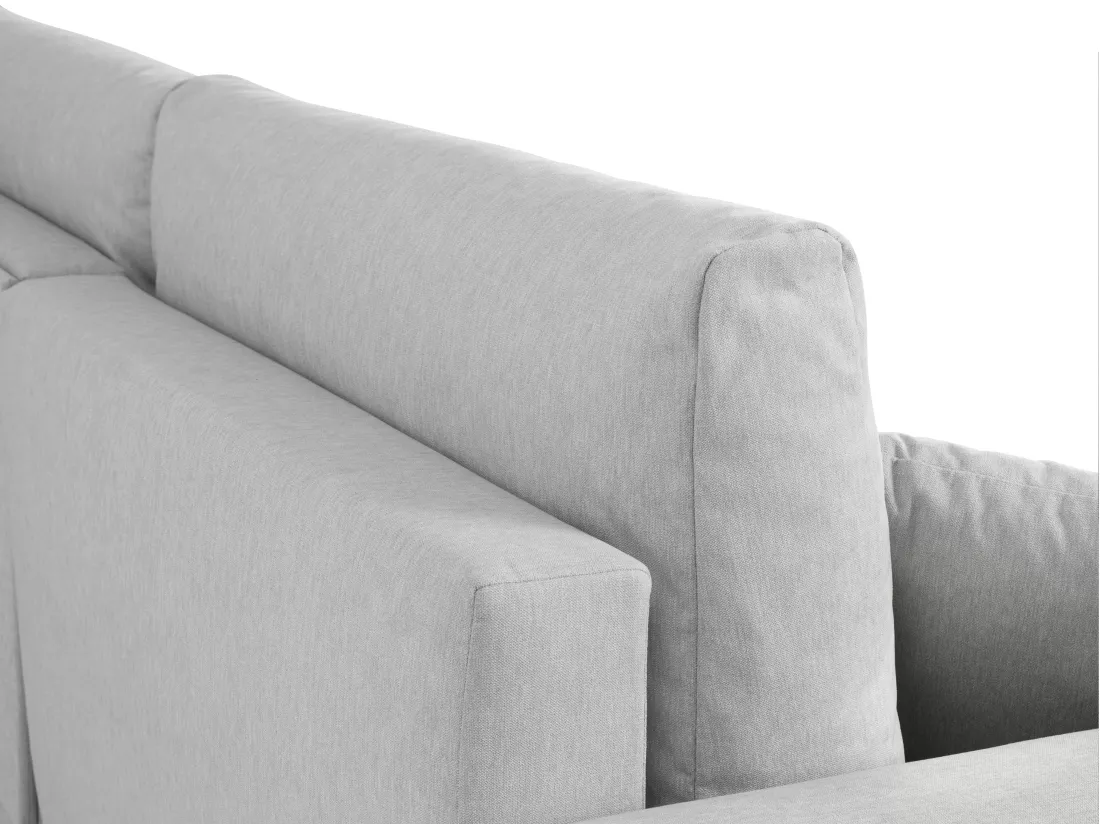 Canapé d'angle convertible et réversible en tissu gris clair ILANOR