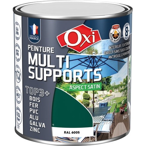 Peinture Satin Multi-supports 0.5 L Top 3+ - Vert Mousse