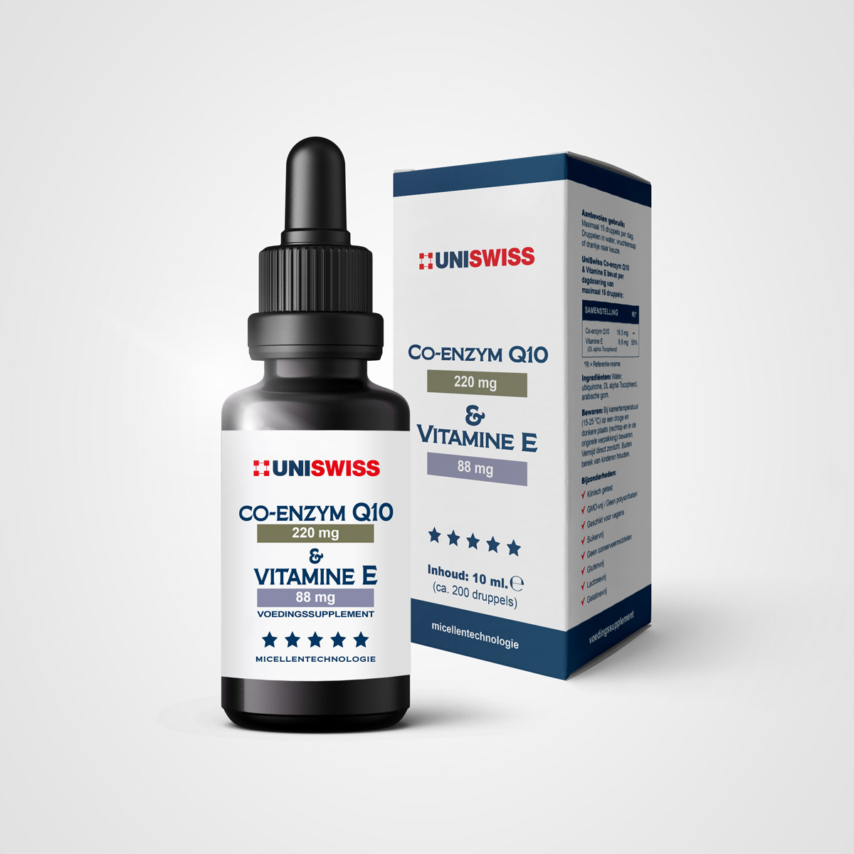 Uni Swiss Co-Enzym Q10 en Vitamine E (10 ml)