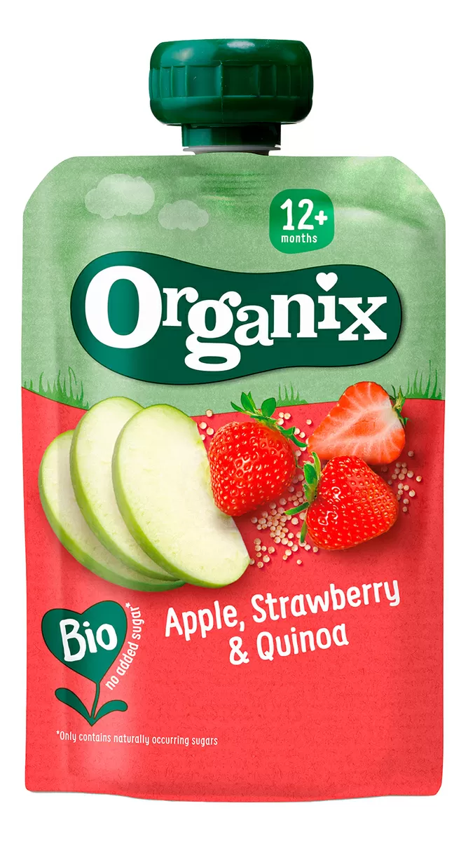 Organix Frugtpure m. Æble, Jordbær & Quinoa 12 mdr. Ø - 100 g.