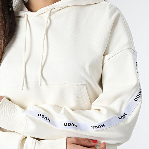 Sweat Capuche Crop A Bandes Femme Defira 50489128 Beige