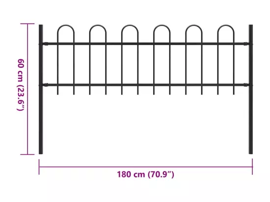 Cl?ture de jardin avec dessus en cerceau Acier 1,8 m Noir