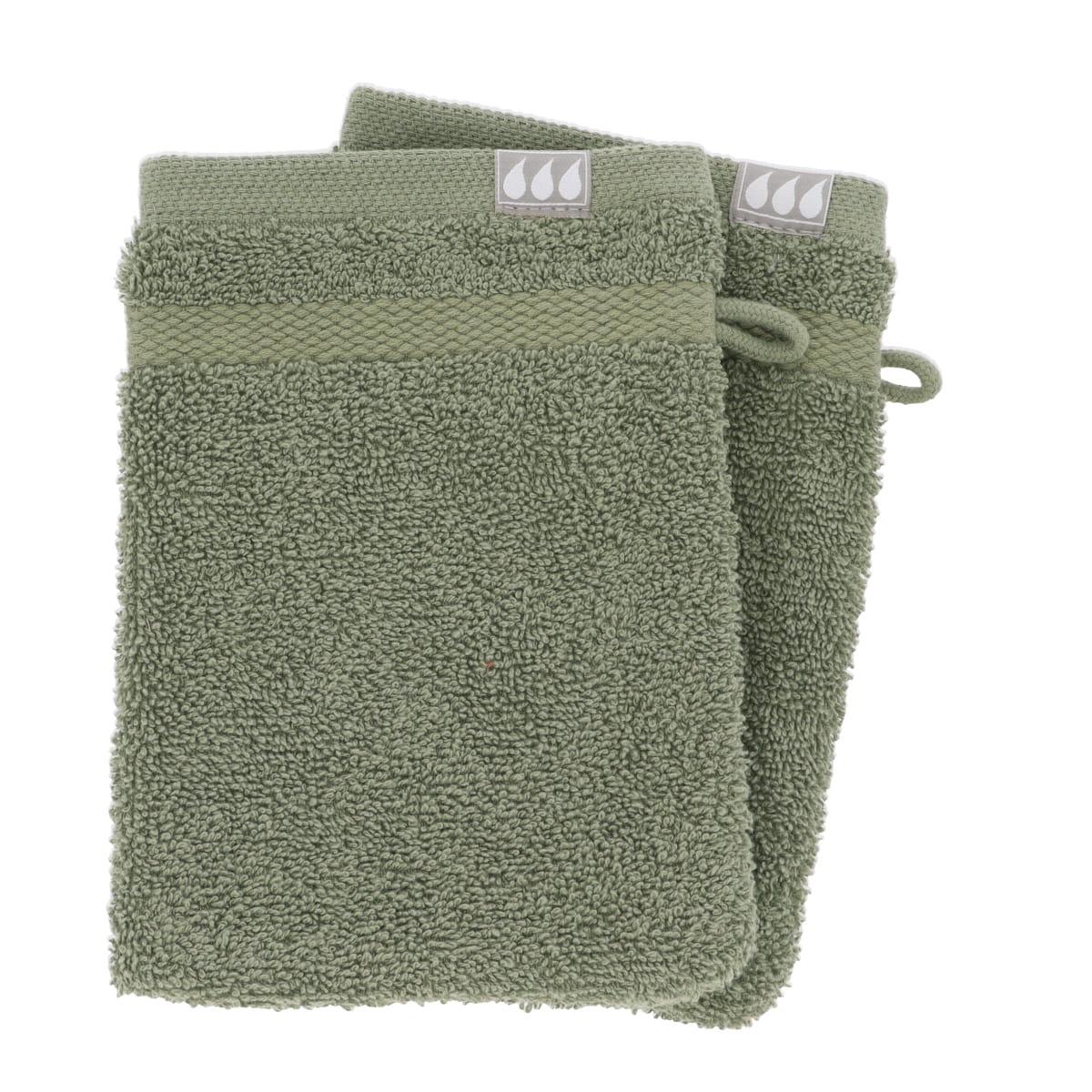 SET 2 GANTS TOILETTE 15X21CM COTON KAKI