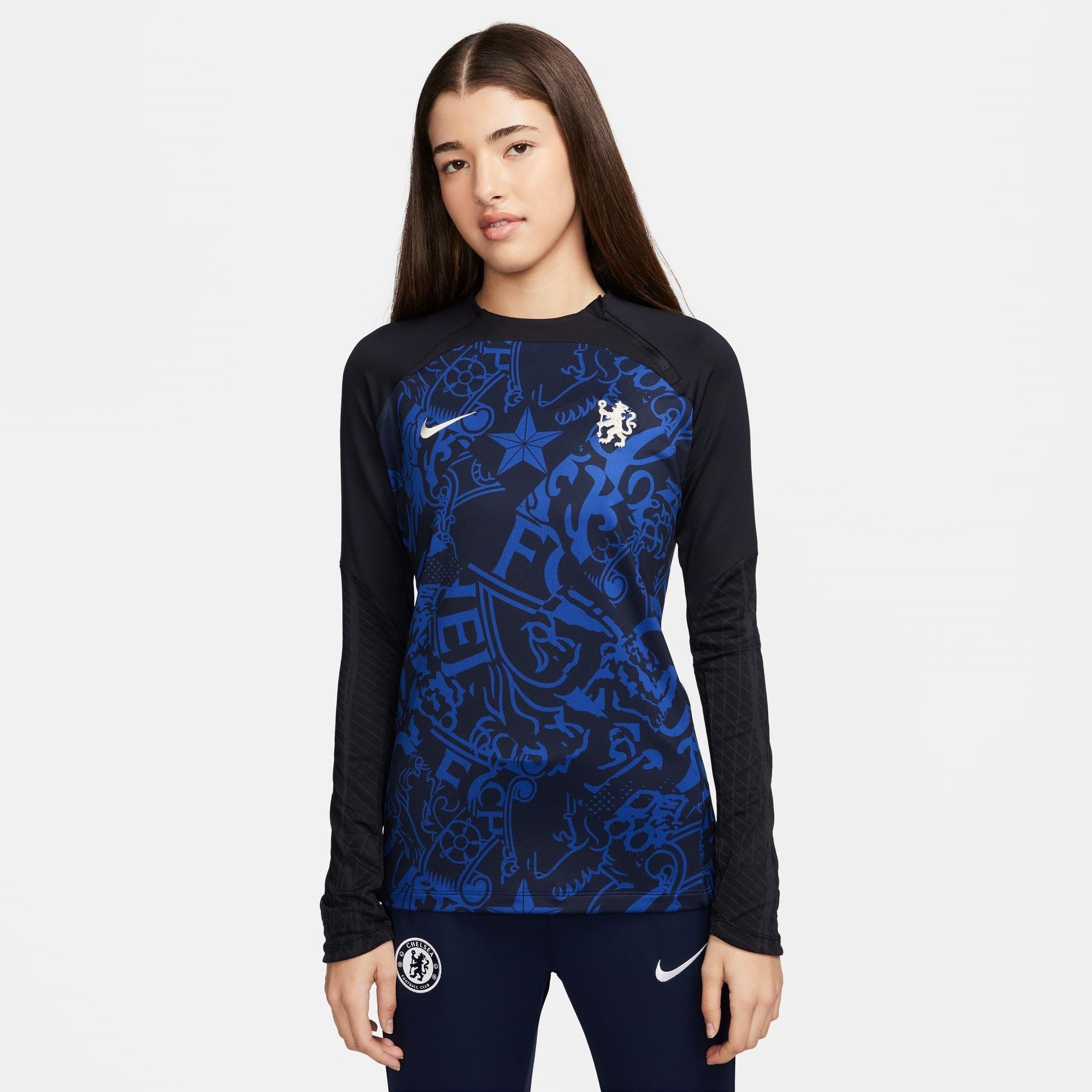 Nike Chelsea Dri FIT Strike Drill Performance Quarter Zip Long Sleeve Top Womens