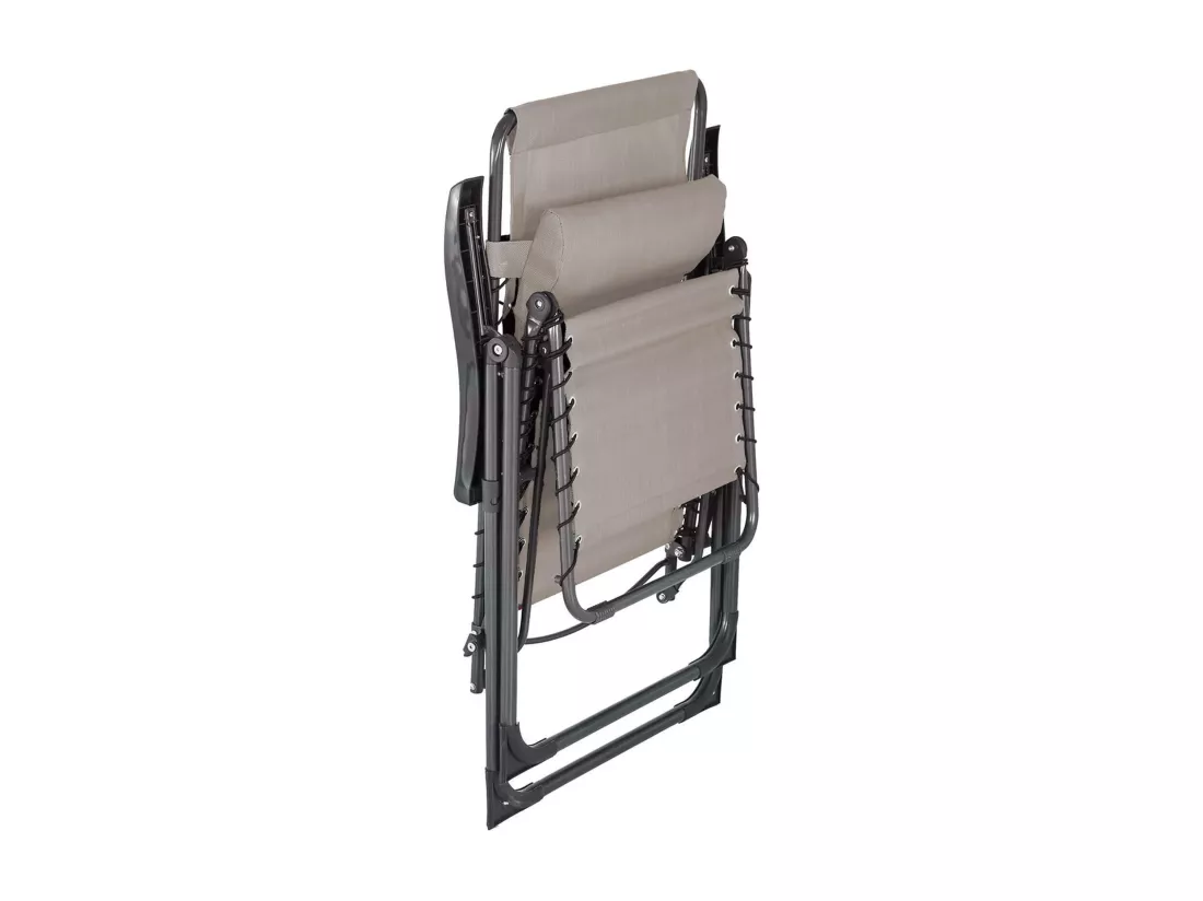 Chaise Longue Gravité Zéro Rebecca Mobili Wollemi 113x66x104 Polyester Acier Beige Gris Foncé