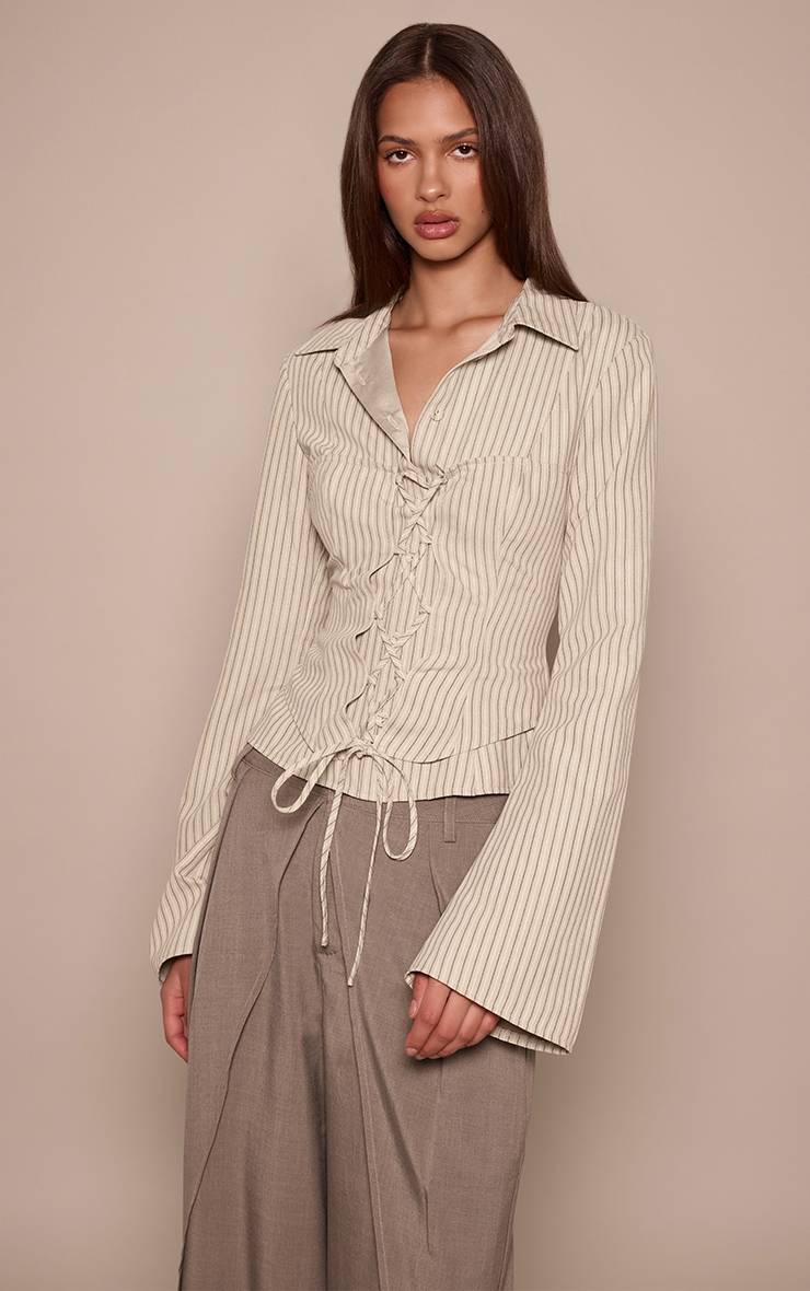 Chemise Tissée À Rayures Avec Détail Corset