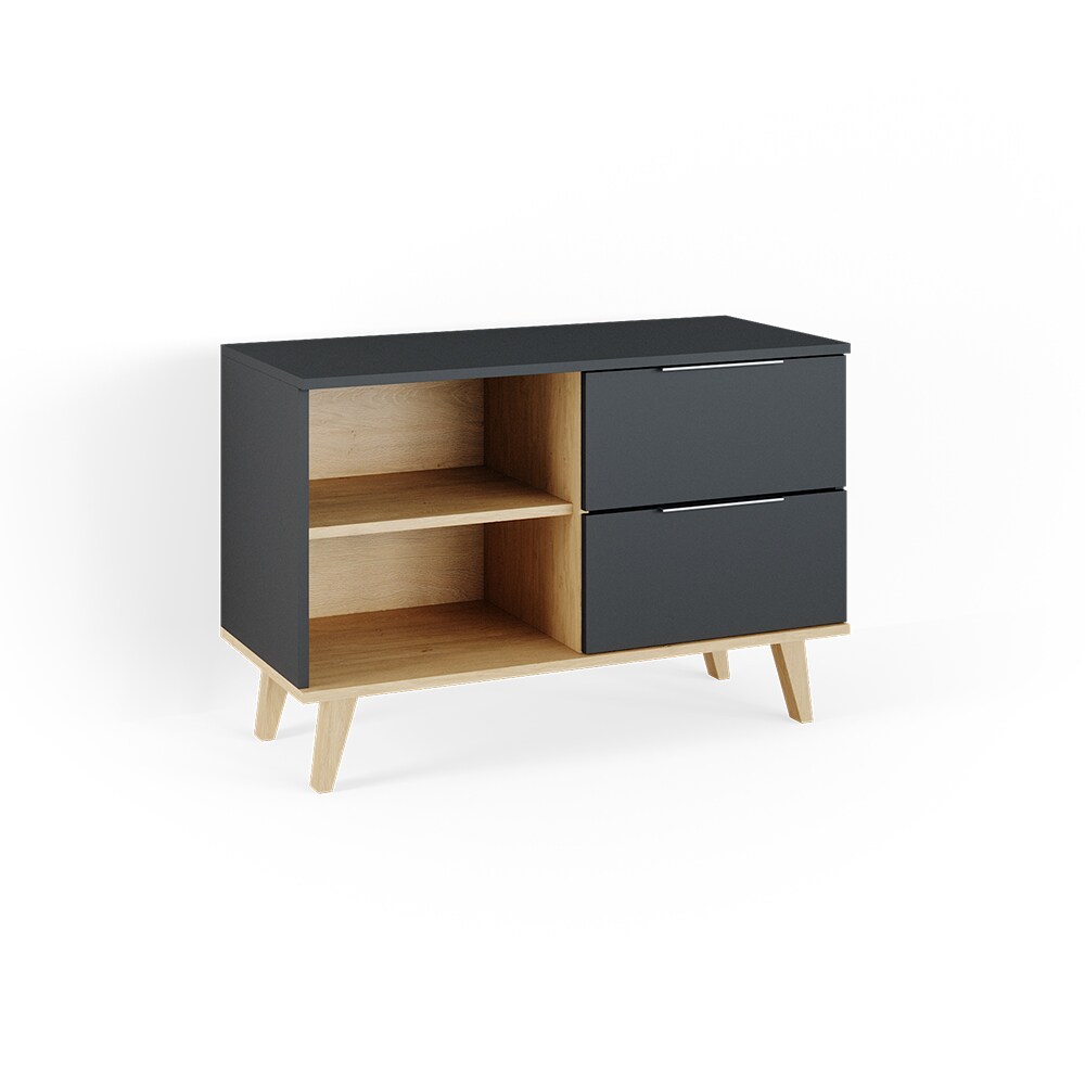 Vicco Kommode Wohnzimmerschrank Anrichte Neptune Anthrazit/Buche Schublade 90 cm