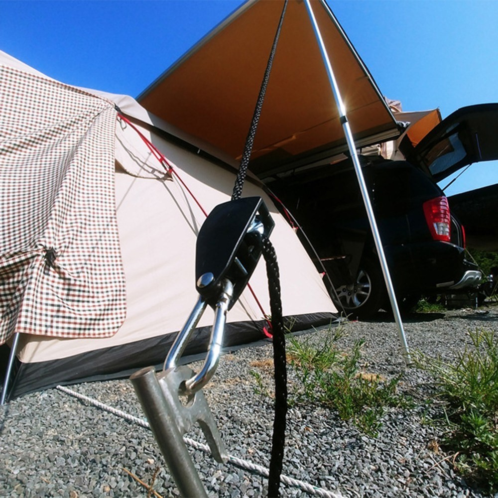 (2er Set) 1.8m Verstellbare Camping Ratsche Seilzug Aufhänger mit Karabiner Haken - Schwarz