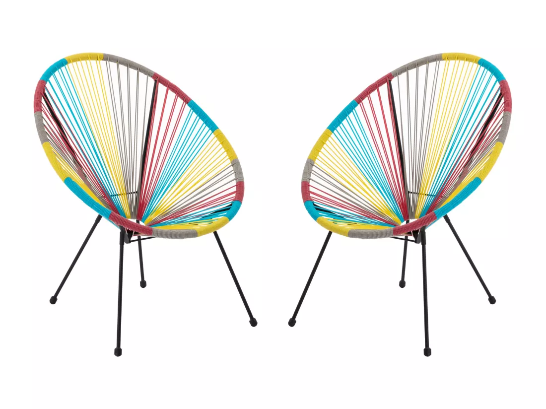 Lot de 2 fauteuils de jardin en fils de résine tressés - Multicolore - ALIOS III de MYLIA