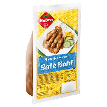 Hebro Varkensaté Babi 4 Stokjes 172 g