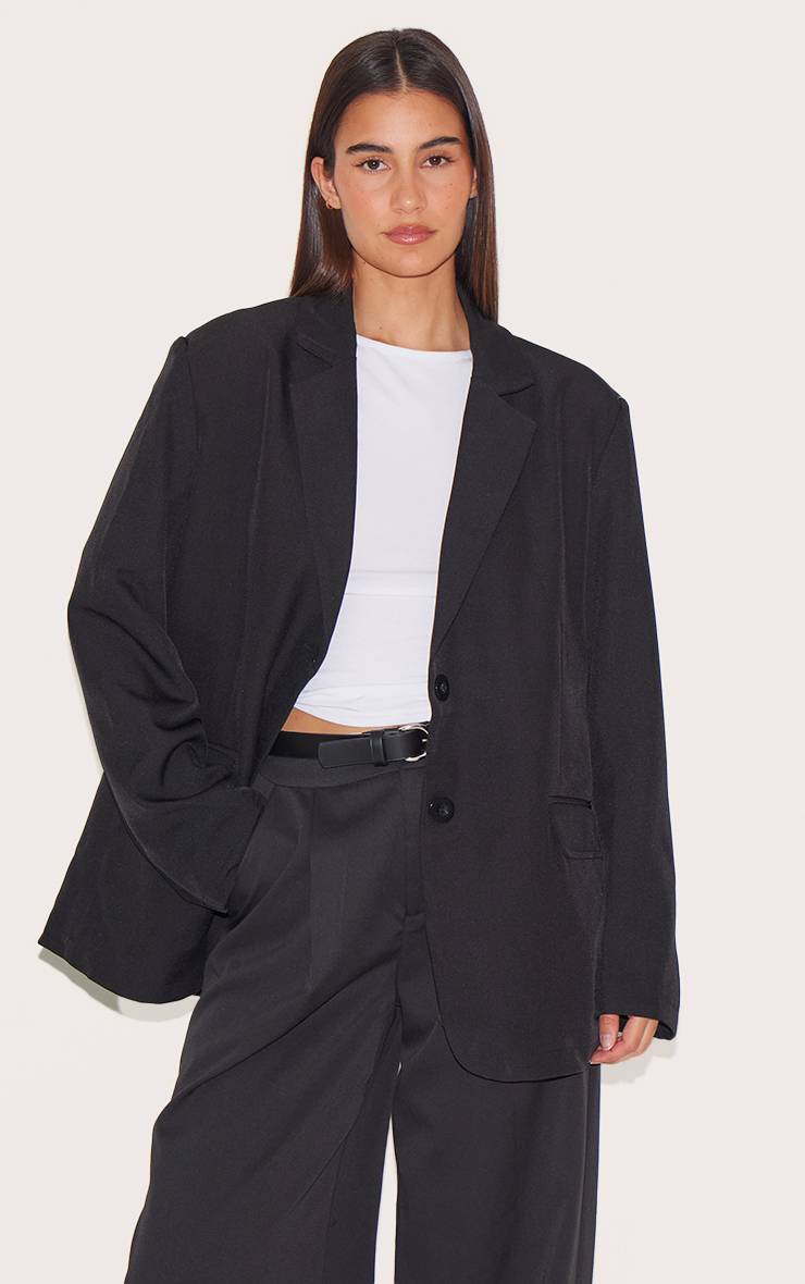 Noir Blazer Oversize Structuré À Détails De Coutures