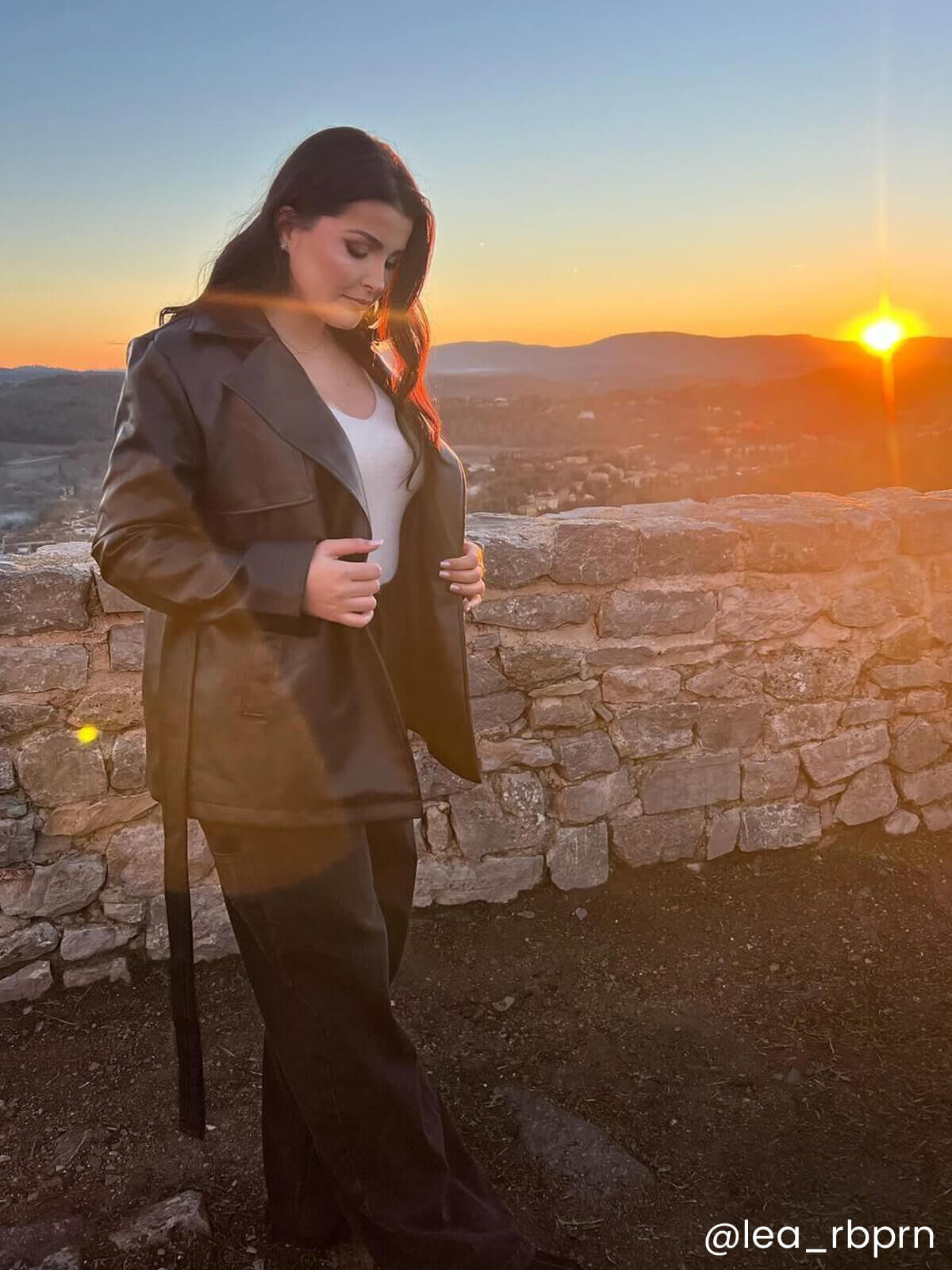 Veste croisée en simili à nouer- Noir
