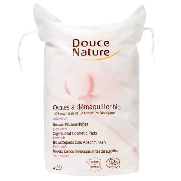 Discos demaquilantes orgânicos ovais Douce Nature, 50 unidades