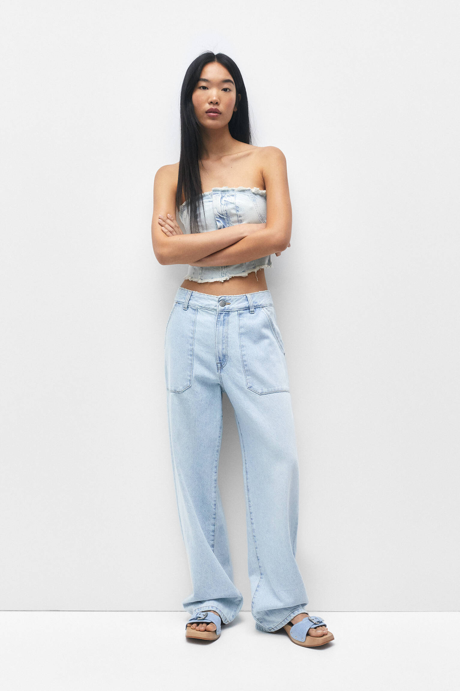 CALÇA JEANS CARPENTER DE CINTURA BAIXA - AZUL