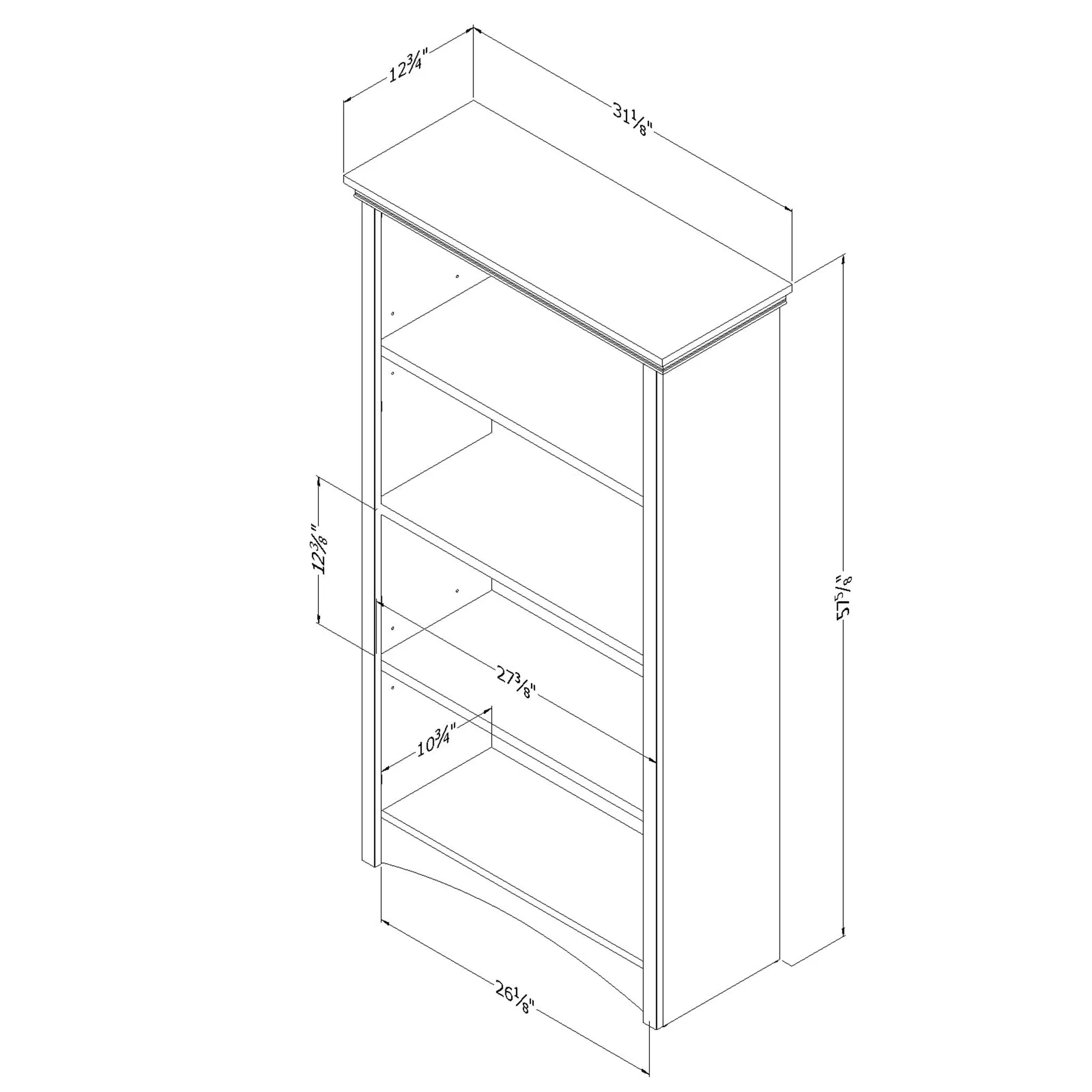 South Shore Bibliothèque 4 Tablettes - Gascony Blanc Solide