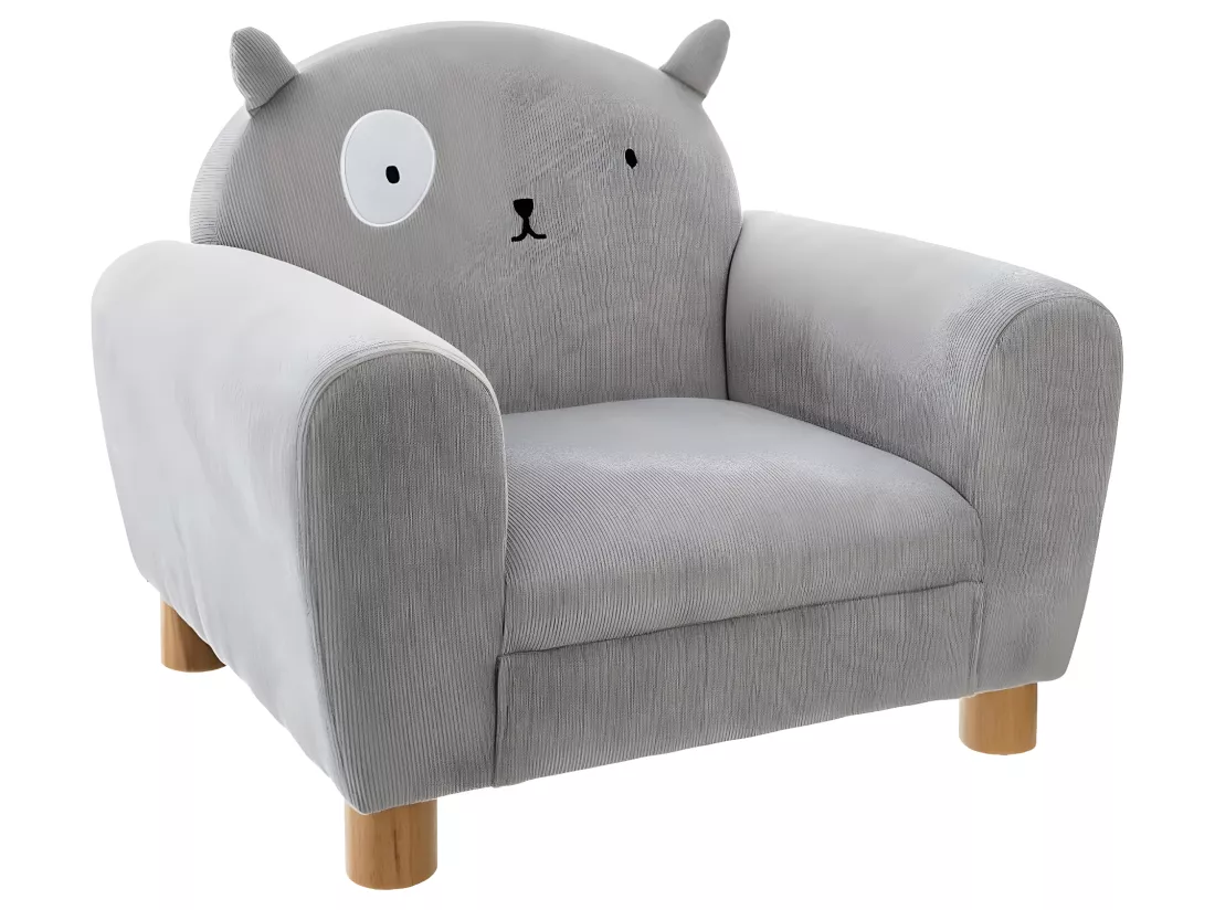 Fauteuil oreilles chat coloris Gris - L. 52 x l. 44 x H. 43 cm