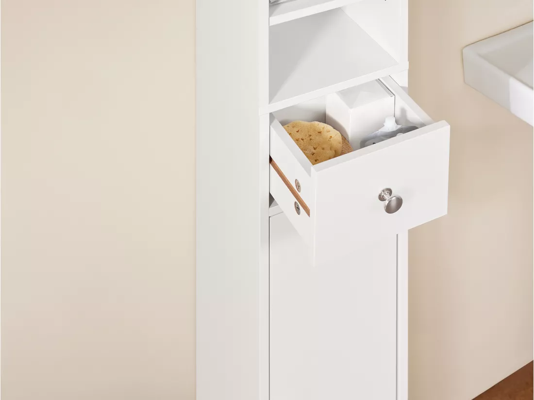 Meuble de Rangement Salle d Bain Meuble Colonne Armoire,L20xP20xH180cm, BZR34-W
