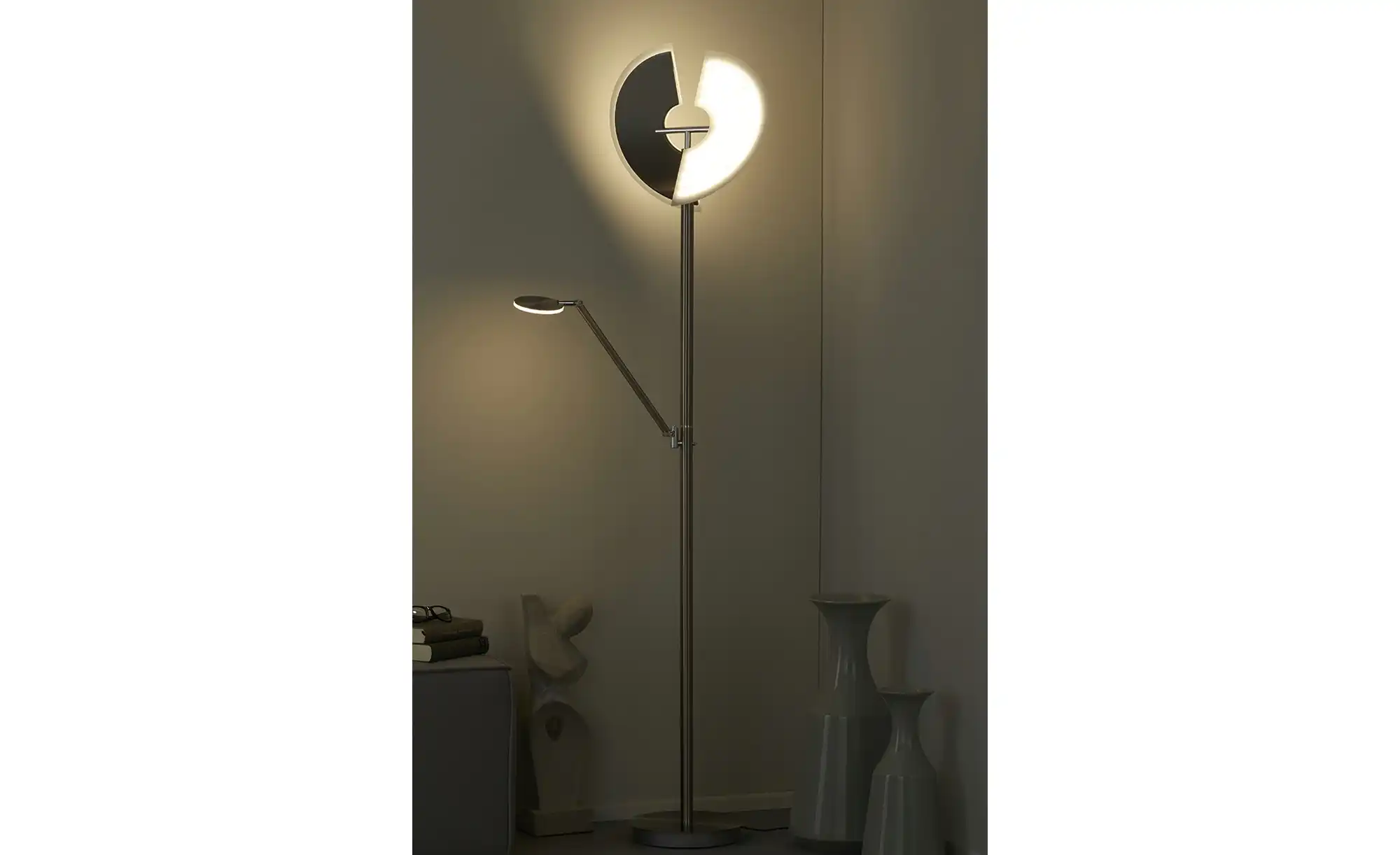 Meisterleuchten LED-Deckenfluter, 3-flammig, Nickel-matt/ chrom
