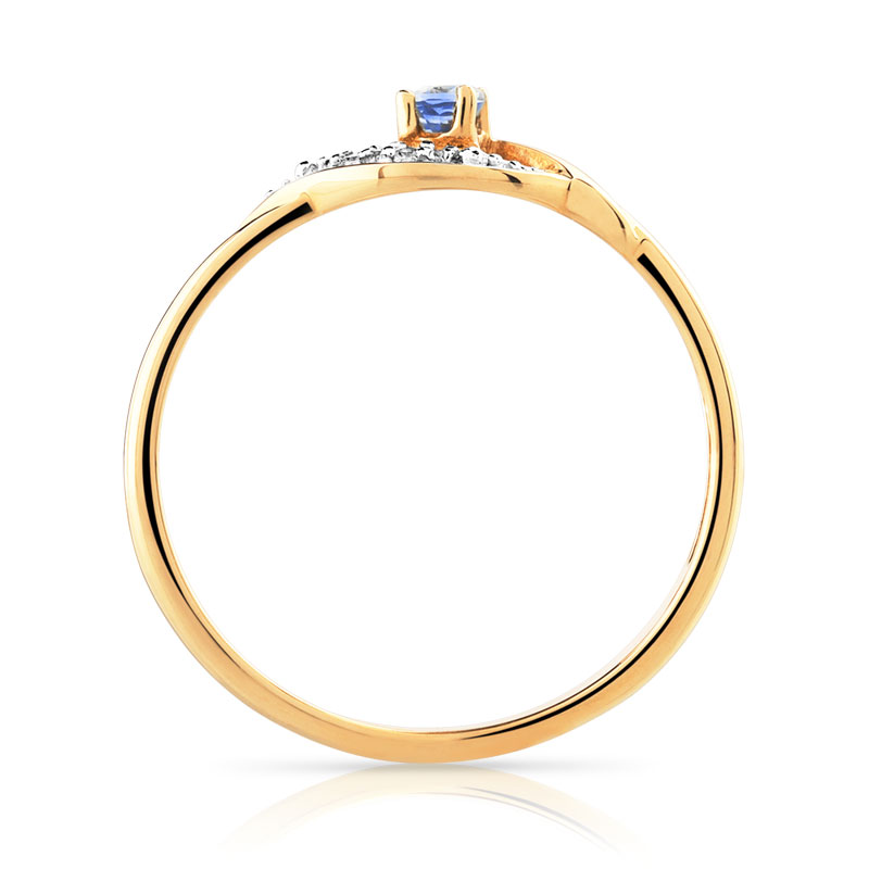 Bague or 375 2 tons saphir et zirconias