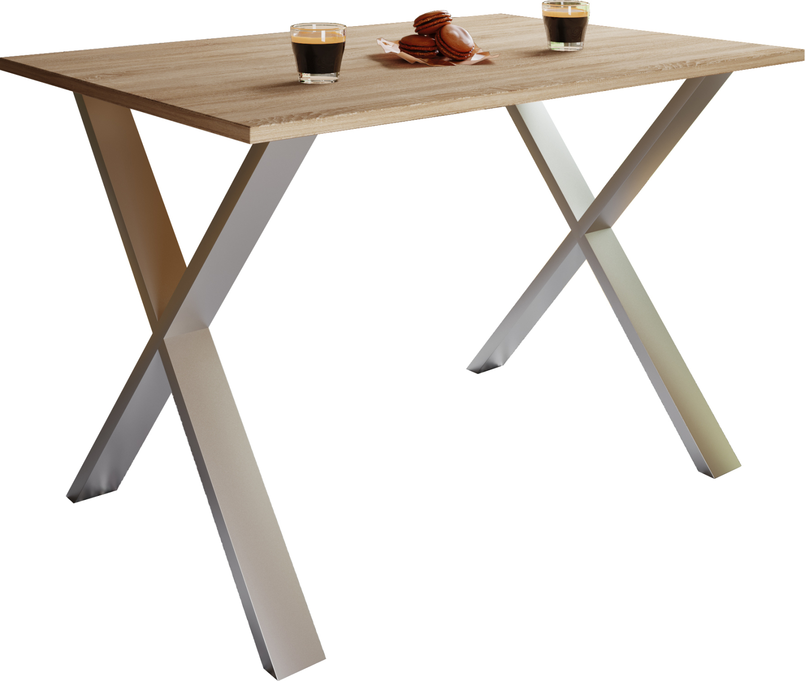 Esstisch XONA - Sonoma Eiche - silber - X-Fußgestell - 140x50 cm