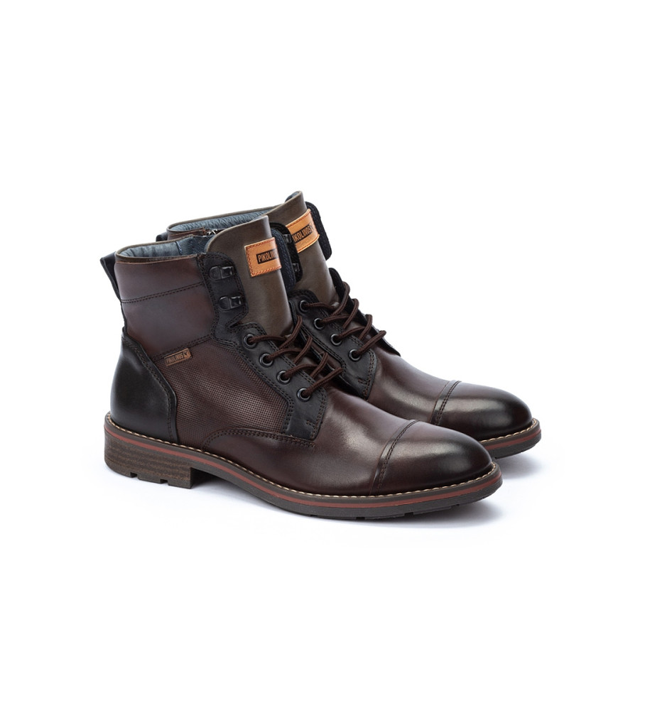 Botas de tornozelo Pikolinos York em couro marrom